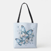 Blaue Schmetterlinge Tasche (Rückseite)