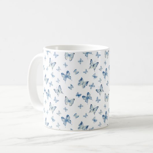 Blaue Schmetterlinge Tasse (Vorderseite Links)