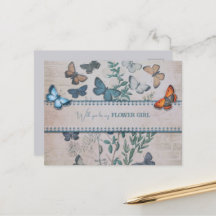 Blaue Schmetterlinge und Blume Blumenmädchen