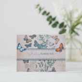 Blaue Schmetterlinge und Blume Blumenmädchen Ankündigungspostkarte (Stehend Vorderseite)