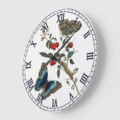 Blaue Schmetterlinge und rote Früchte Große Wanduhr (Winkel)