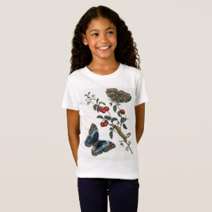 Blaue Schmetterlinge und rote Früchte T-Shirt