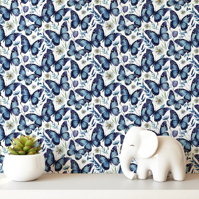 Blaue Schmetterlinge und Wildblumen Tapete (Von Creator hochgeladen)