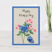 Blaue Schmetterlinge unter Blumen Muttertag Karte (Vorderseite)