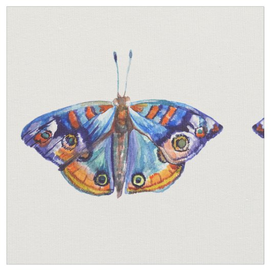 Blaue Schmetterlinge Wasserfarben Kunst Stoff (Nahaufnahme)