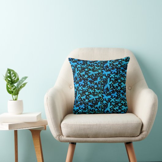 Blaue Schmetterlinge werfen Kissen (Stuhl )