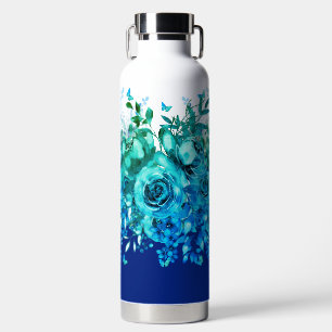 Blaue Schmetterlings-Blumen-Wasserflasche Trinkflasche