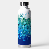 Blaue Schmetterlings-Blumen-Wasserflasche Trinkflasche (links)