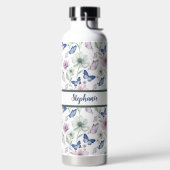 Blaue Schmetterlings-Blumenflasche – Geschenk aus Trinkflasche (links)