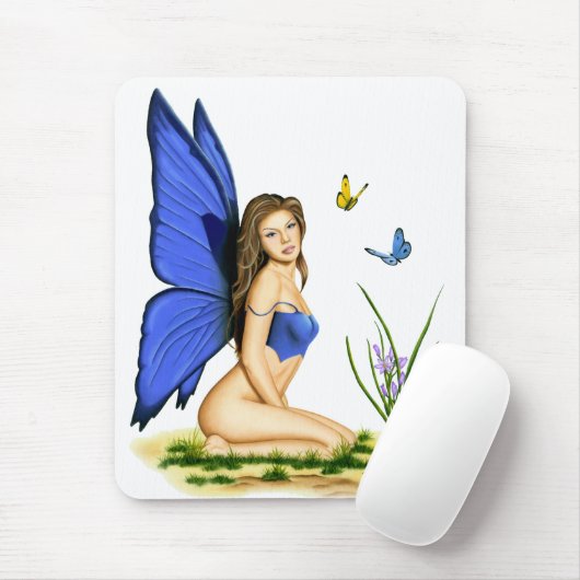 "Blaue Schmetterlings-Fee" Mousepad (Mit Mouse)