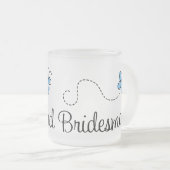Blaue Schmetterlings-Hochzeits-Brautjungfern-Tasse Mattglastasse (VorderseiteRechts)