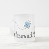 Blaue Schmetterlings-Hochzeits-Brautjungfern-Tasse Mattglastasse (Vorderseite Links)
