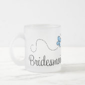 Blaue Schmetterlings-Hochzeits-Brautjungfern-Tasse Mattglastasse (Links)