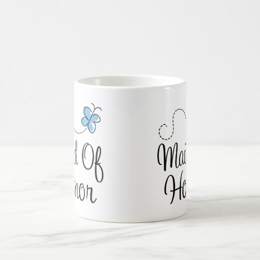 Blaue Schmetterlings-Hochzeits-Trauzeugin-Tasse Kaffeetasse (Mittel)