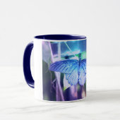 Blaue Schmetterlings-Kaffee-Tasse Tasse (Vorderseite Links)