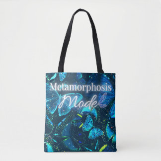 Blaue Schmetterlings-Launen-Ästhetik Inspirationsz Tasche