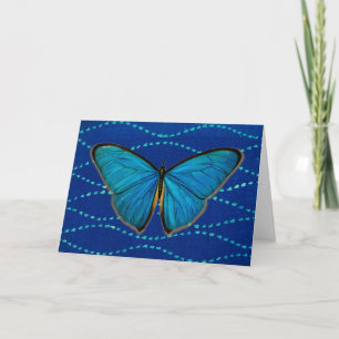 Blaue Schmetterlings-Notizkarte im Vintage-Stil Bl Karte