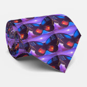 Blaue Schmetterlings-Sonnenuntergang-Malerei - Krawatte (Gerollt)