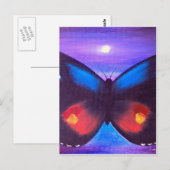 Blaue Schmetterlings-Sonnenuntergang-Malerei - Postkarte (Vorne/Hinten)