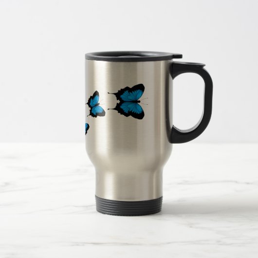 Blaue Schmetterlings-Tasse Reisebecher (Rechts)