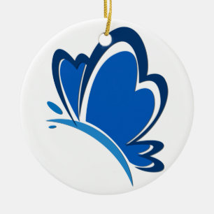 Blaue Schmetterlings-Verzierung Keramikornament