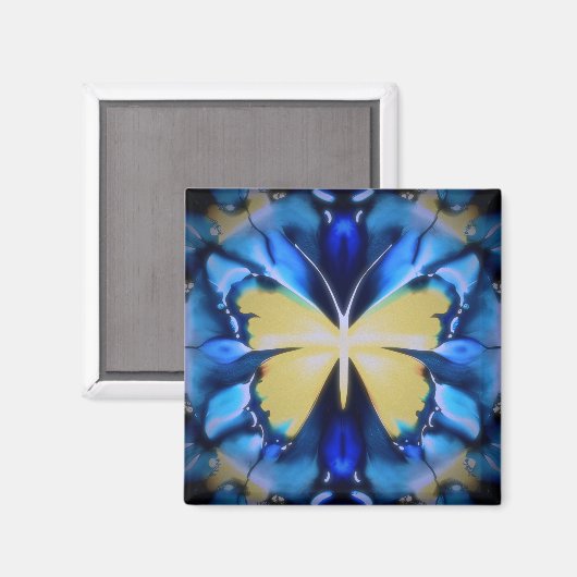 Blaue Schmetterlingsblume Magnet (Vorderseite/Rückseite)