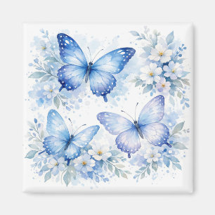 Blaue Schmetterlingsblumenanordnung Magnet