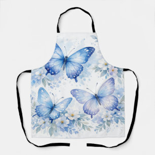 Blaue Schmetterlingsblumenanordnung Schürze