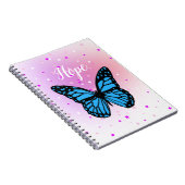 Blaue Schmetterlingsfliege Startuntergrund Notizblock (Rechte Seite)