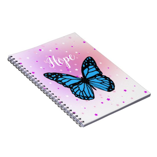 Blaue Schmetterlingsfliege Startuntergrund Notizblock (Rechte Seite)