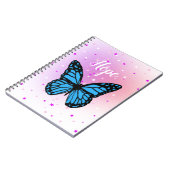 Blaue Schmetterlingsfliege Startuntergrund Notizblock (Linke Seite)