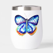 Blaue Schmetterlingskunst Frostiertes Glas-Mug (Rückseite)