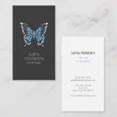 Blaue Schmetterlingslogos auf dunkelgrauen Vertika Visitenkarte (Vorne/Hinten)
