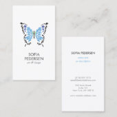Blaue Schmetterlingslogos auf weißer vertikaler Eb Visitenkarte (Vorne/Hinten)