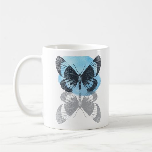 Blaue Schmetterlingsmagie. Kaffeetasse (Links)