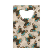Blaue Schmetterlingsmuster auf weißem Boden Geldbeutel Flaschenöffner (Rückseite)
