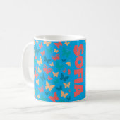 Blaue Schmetterlingsmuster Kaffeetasse (Vorderseite Links)