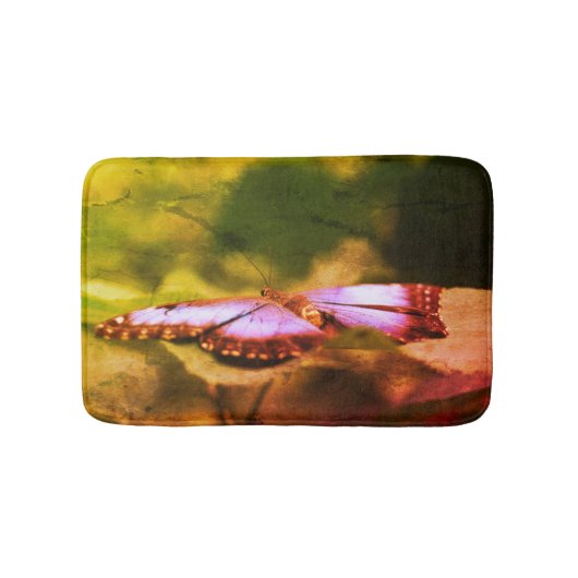 Blaue Schmetterlingsnatur Abstrakt erschüttert Badematte (Vorderseite)