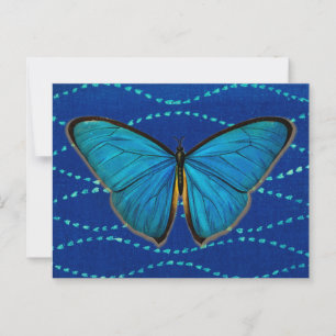 Blaue Schmetterlingspostkarte im Vintage-Stil Postkarte