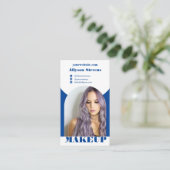 Blaue Schminke boho Foto qr Logo Visitenkarte (Stehend Vorderseite)
