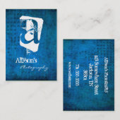 Blaue Schmutz-Hintergrund-Monogramm-Visitenkarten Visitenkarte (Vorne/Hinten)