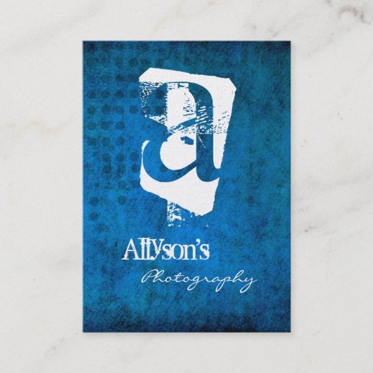 Blaue Schmutz-Hintergrund-Monogramm-Visitenkarten Visitenkarte (Vorderseite)