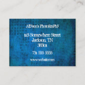 Blaue Schmutz-Hintergrund-Monogramm-Visitenkarten Visitenkarte (Rückseite)