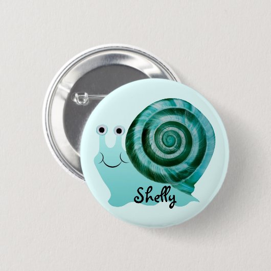 Blaue Schnecke Button (Vorne & Hinten)