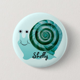 Blaue Schnecke Button