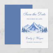 Blaue Schneebebirge-Hochzeit Save the Date Karten (Vorne/Hinten)