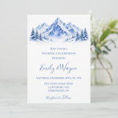 Blaue Schneeberge Hochzeitsfeier Einladung (Stehend Vorderseite)