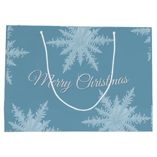 Blaue Schneeblume Weihnachtsgeschenktüte Große Geschenktüte (Rückseite)