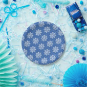 Blaue Schneeblume Winter Muster Weihnachten Pappteller (Party)