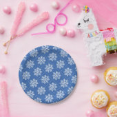 Blaue Schneeblume Winter Muster Weihnachten Pappteller (Party)